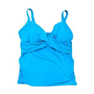 Lands End Womens Turquoise Blue Twist Front Tankini Swim Top Size 16D Adjustable